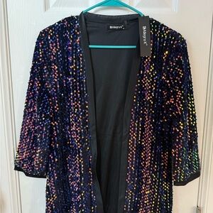 Allegra K Women's Sequin Blazer - Black and Multicolor